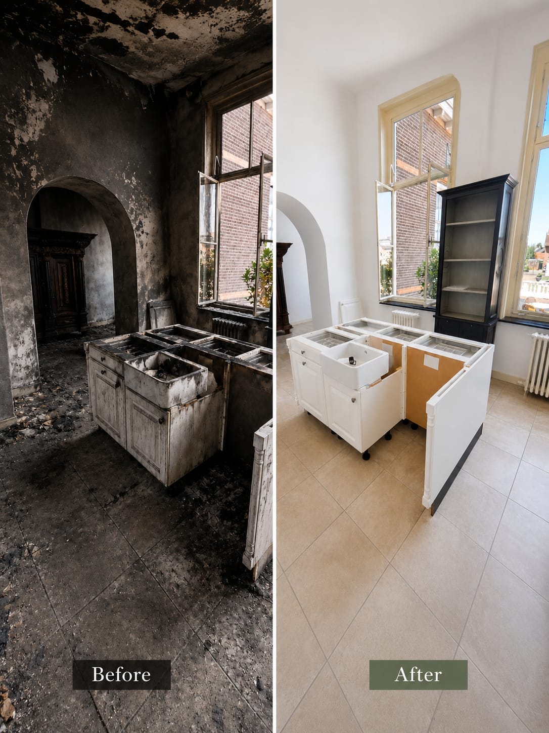 Brandschade herstel in een villa in Nuland — voor en na, afgerond in 2026